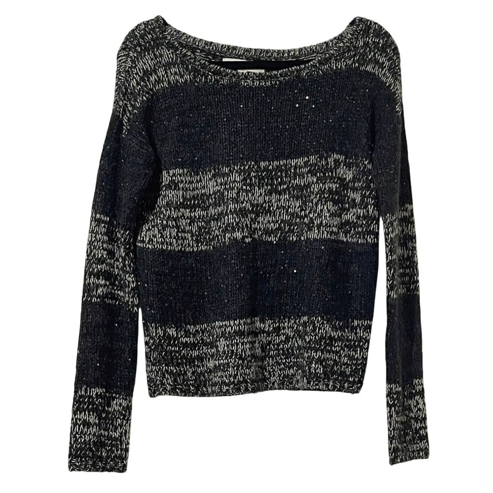 Ann Taylor Loft Black & White Striped Sequin Knit Sweater Size S